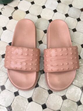 AllSaints Blush Pink Studded Slides
